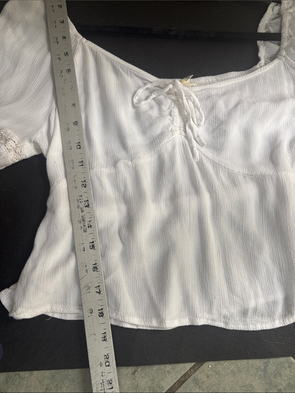 Derek heart White-Trim Peasant Top - boho Junior Off-Shoulder Blouse tassles xl - Picture 14 of 14